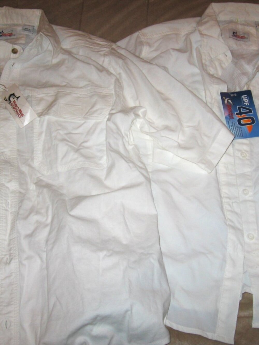 Lot of 2 Worldwide Sportsman Fishing Shirts Men's Medium White New w/ Tags